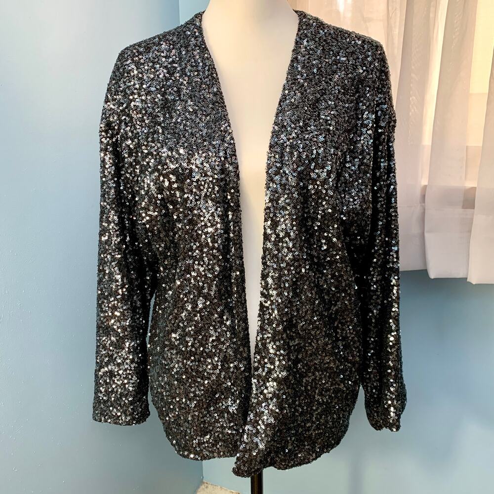 Gap Sequin Kimono Style Open Front Jacket Size Me… - image 2